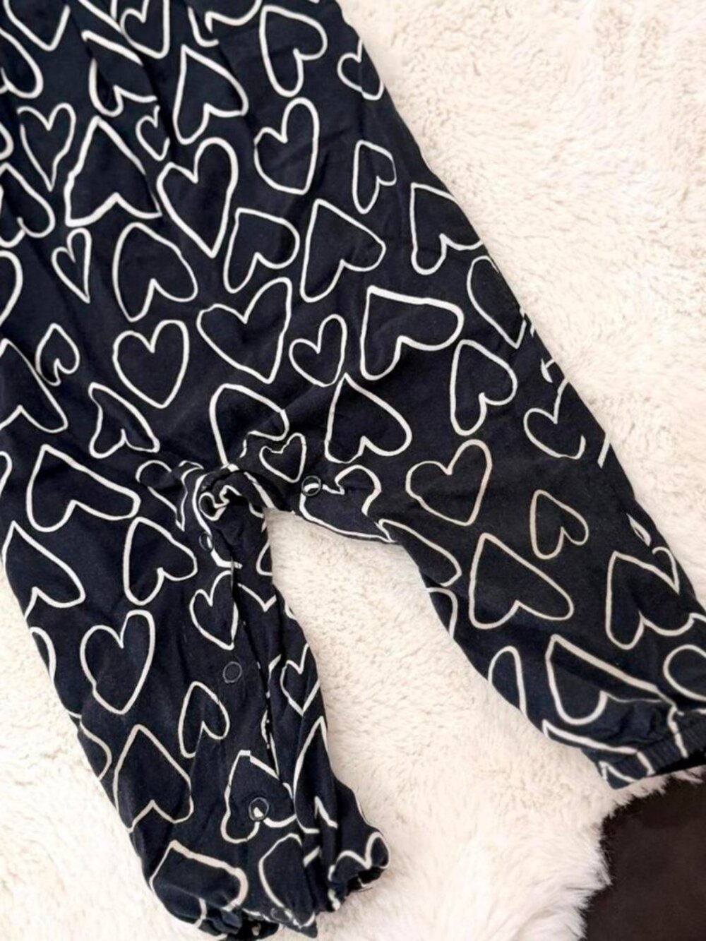 Carter's Girls Black and White Heart Print Romper 9M